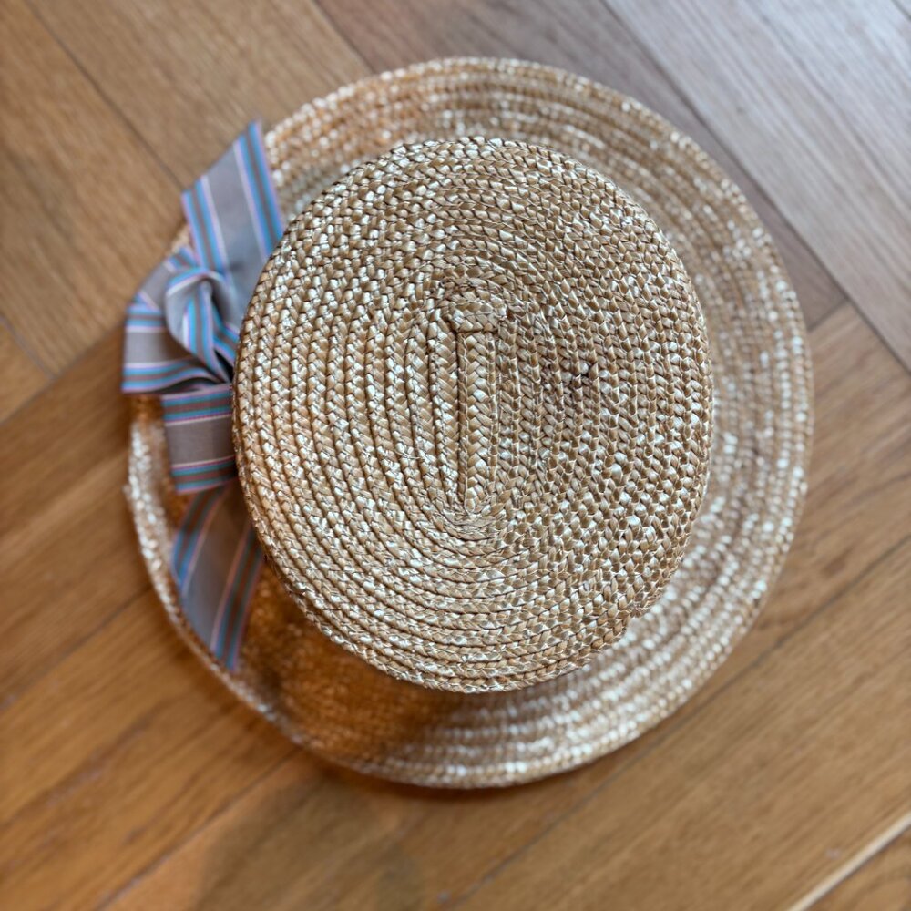 Straw Boating Hat with Ribbon - Picture 2 of 4
